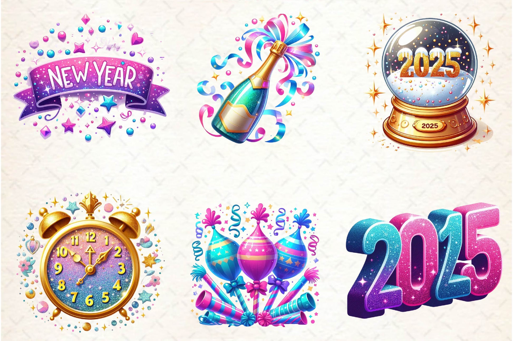Glittery New Year Clipart Bundle - CraftNest - Digital Crafting and Art