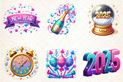 Glittery New Year Clipart Bundle - CraftNest - Digital Crafting and Art