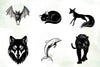 Black Animals Icon Clipart Bundle