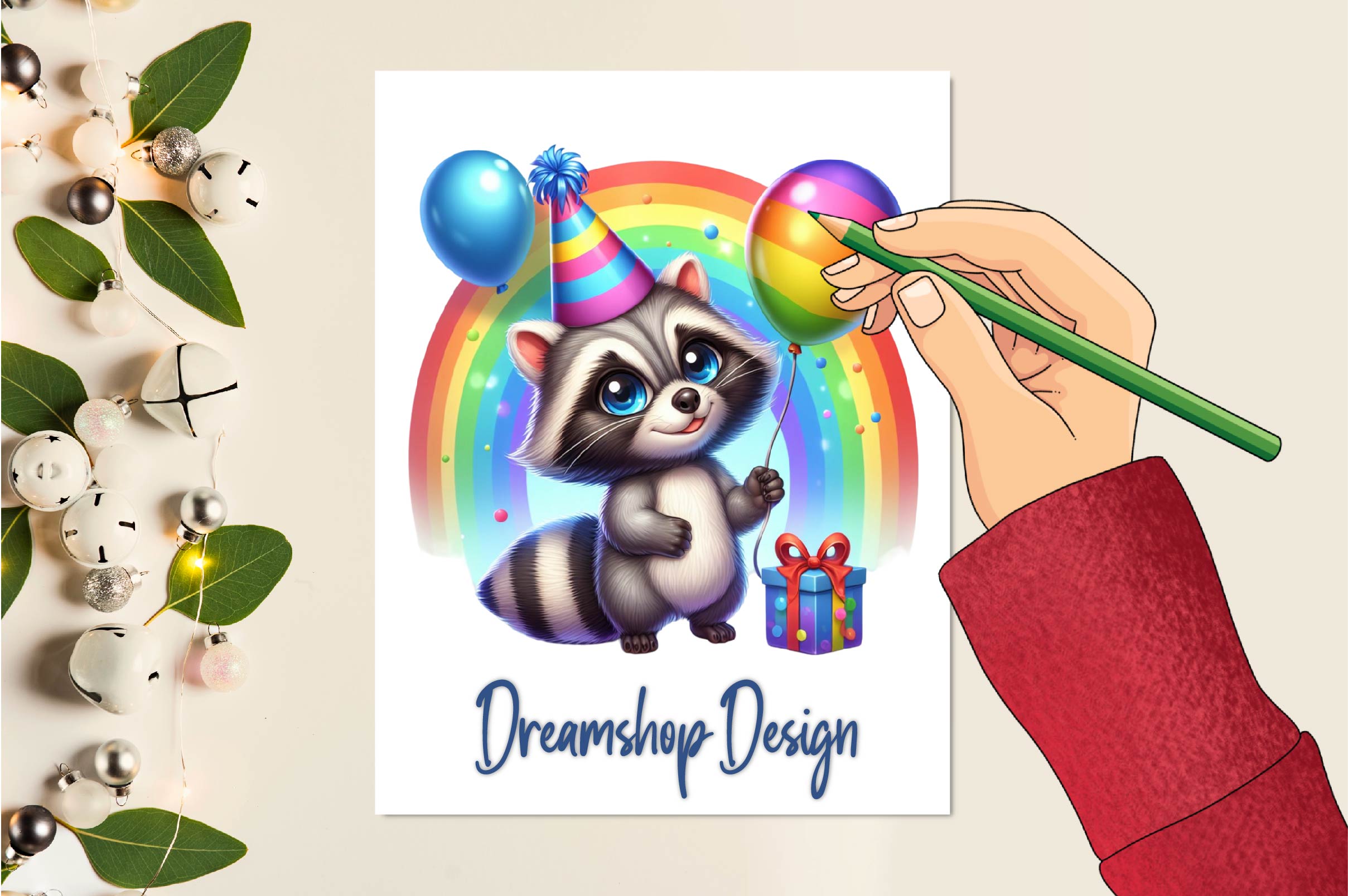 Cute Birthday Raccoons Set Clipart Bundle - CraftNest - Digital Crafting and Art