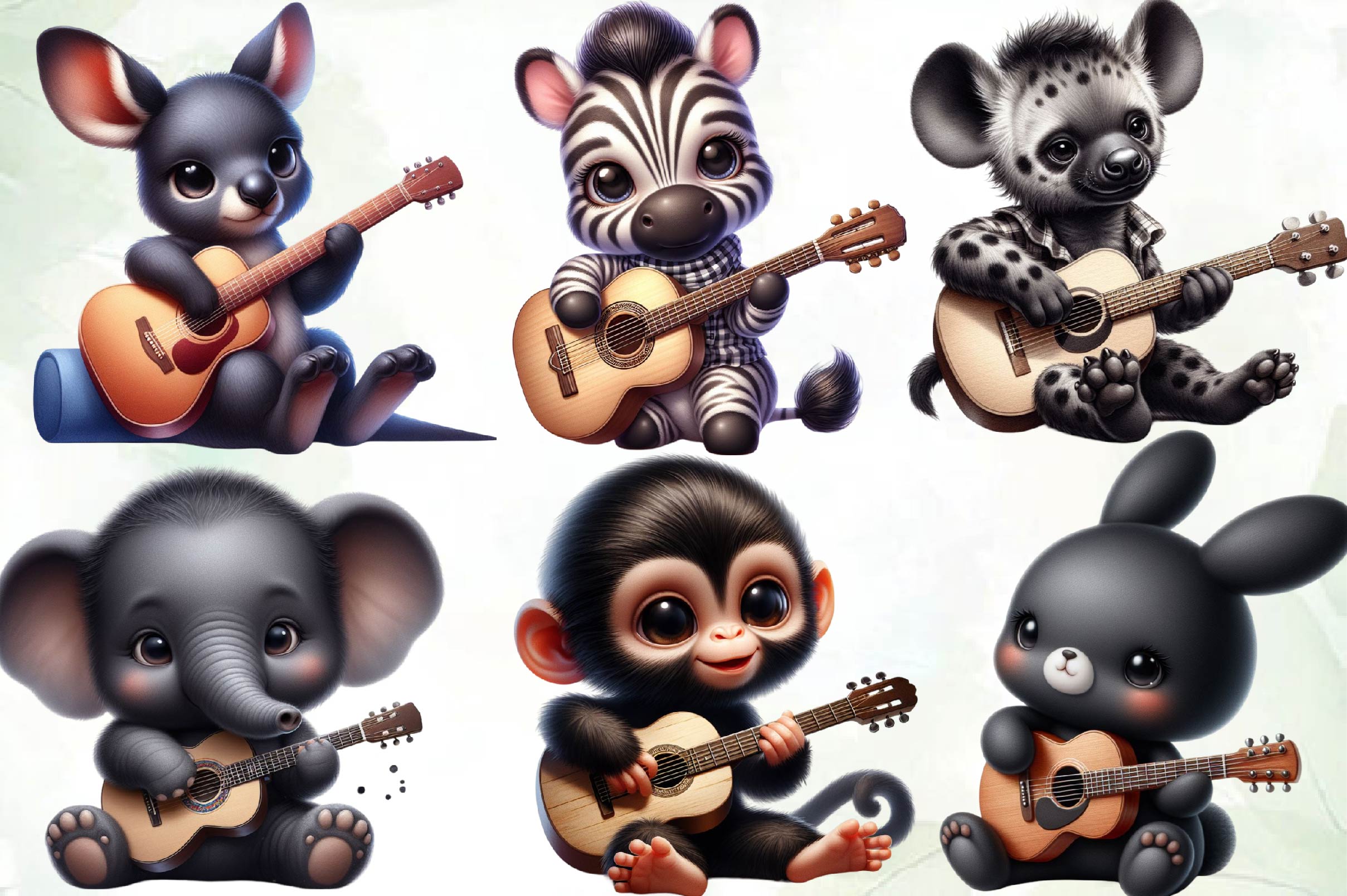 Animals With Guitar Clipart Bundle - CraftNest - Digital Crafting and Art