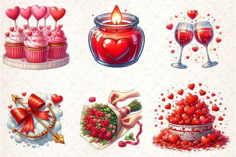 Red Valentines Day Prep Clipart Bundle - CraftNest - Digital Crafting and Art