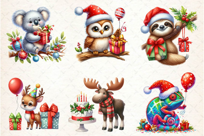 Christmas Birthday Animals Clipart Bundle - CraftNest - Digital Crafting and Art