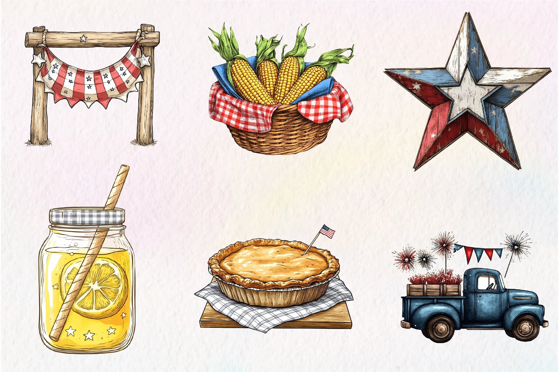 Rustic 4th Of July Clipart Bundle - CraftNest - Digital Crafting and Art