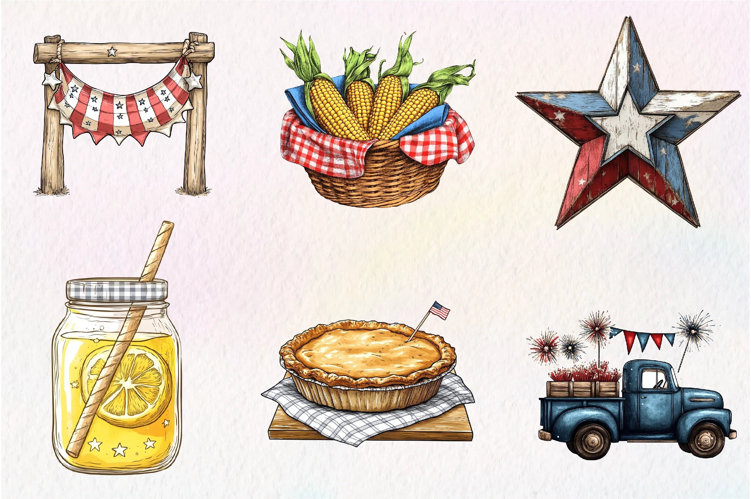 Rustic 4th Of July Clipart Bundle - CraftNest - Digital Crafting and Art