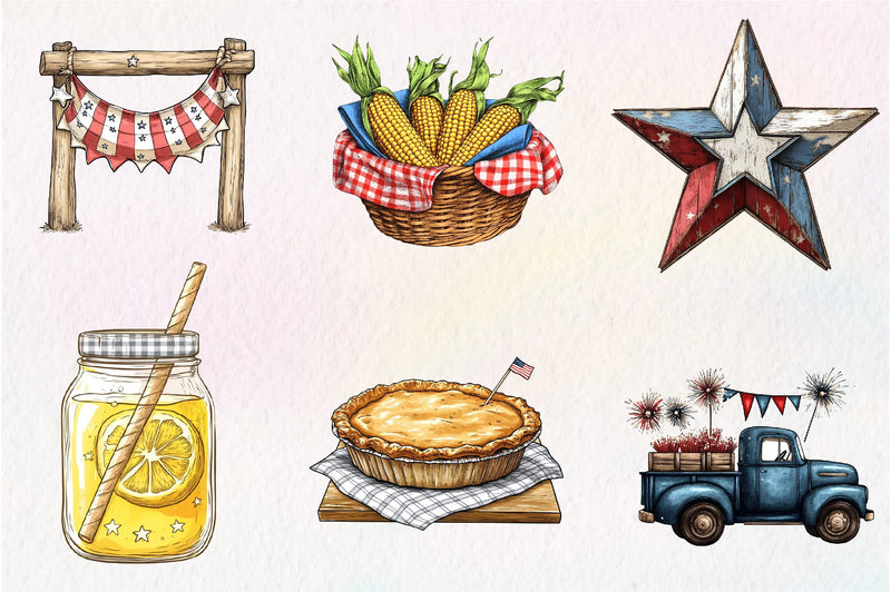 Rustic 4th Of July Clipart Bundle - CraftNest - Digital Crafting and Art