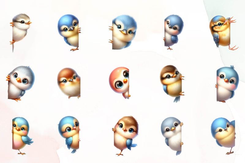 Bird Peeking Around Corner Clipart Bundle - CraftNest - Digital Crafting and Art