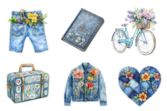 Vintage Denim Spring Clipart Bundle - CraftNest - Digital Crafting and Art