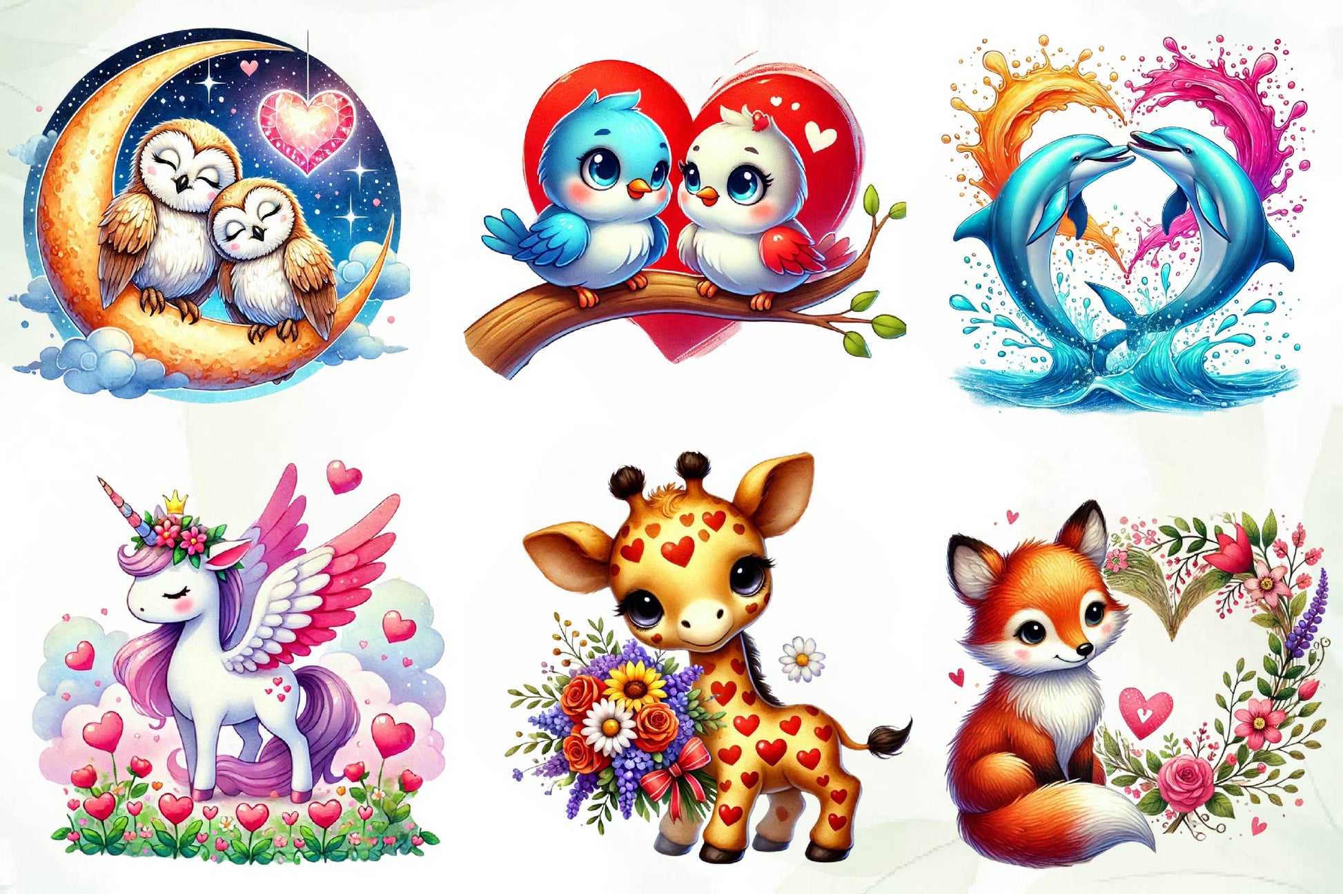 Valentine Design Valentine Animals Clipart Bundle - CraftNest - Digital Crafting and Art