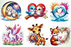 Valentine Design Valentine Animals Clipart Bundle - CraftNest - Digital Crafting and Art