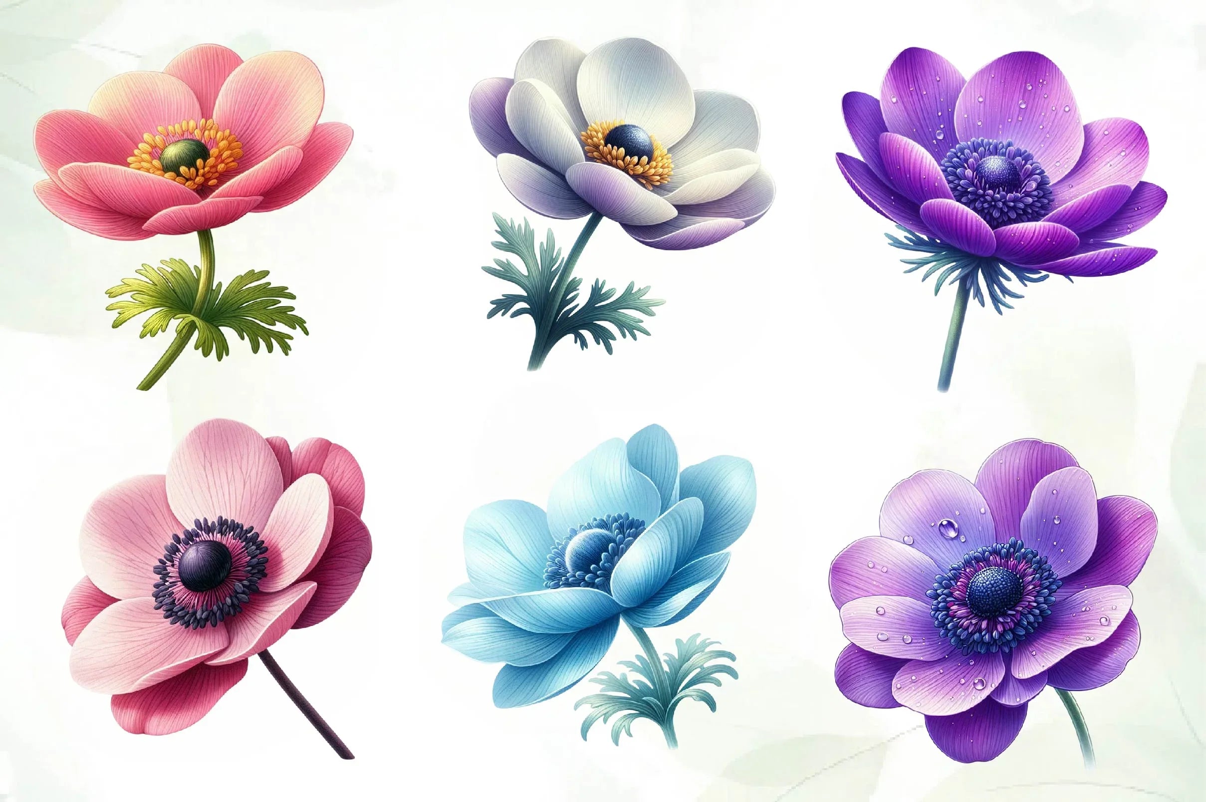 Spring Anemones Flowers Clipart Bundle - CraftNest - Digital Crafting and Art