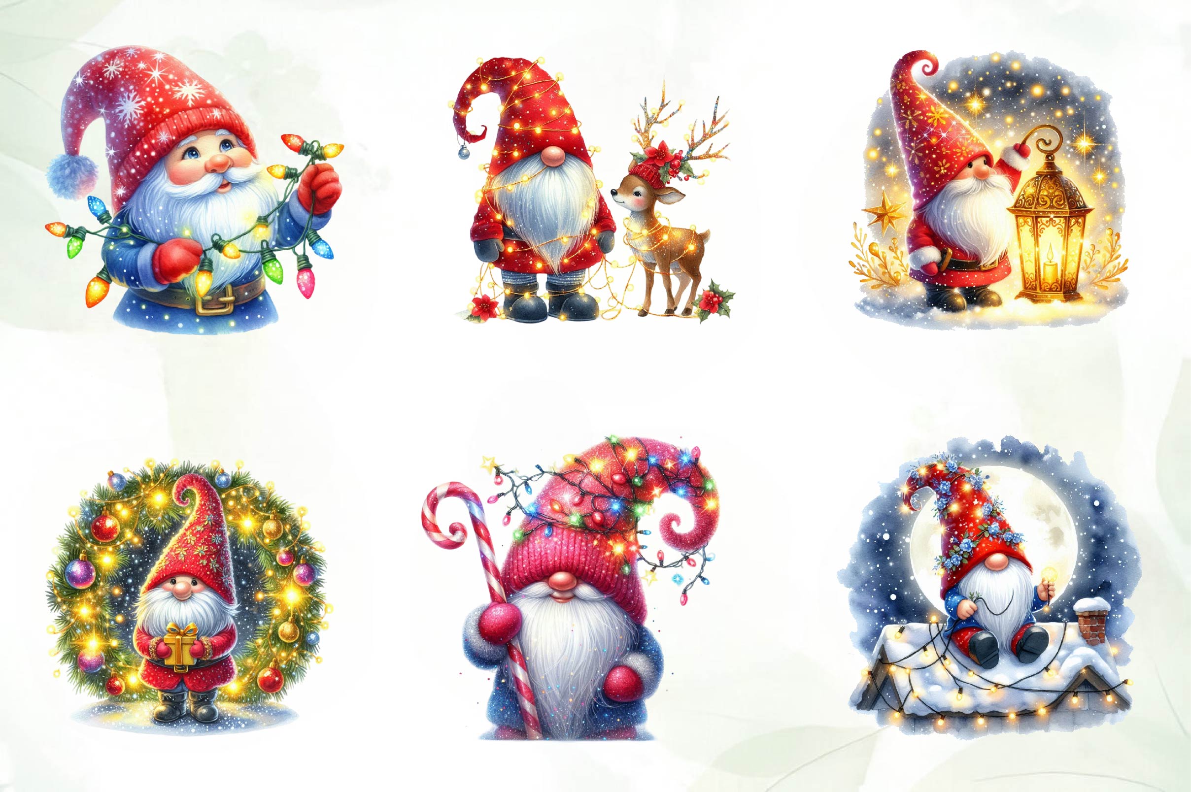 Glitter Festive Christmas Gnome Clipart Bundle - CraftNest - Digital Crafting and Art