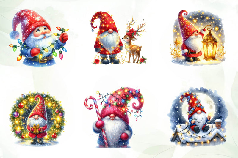 Glitter Festive Christmas Gnome Clipart Bundle - CraftNest - Digital Crafting and Art