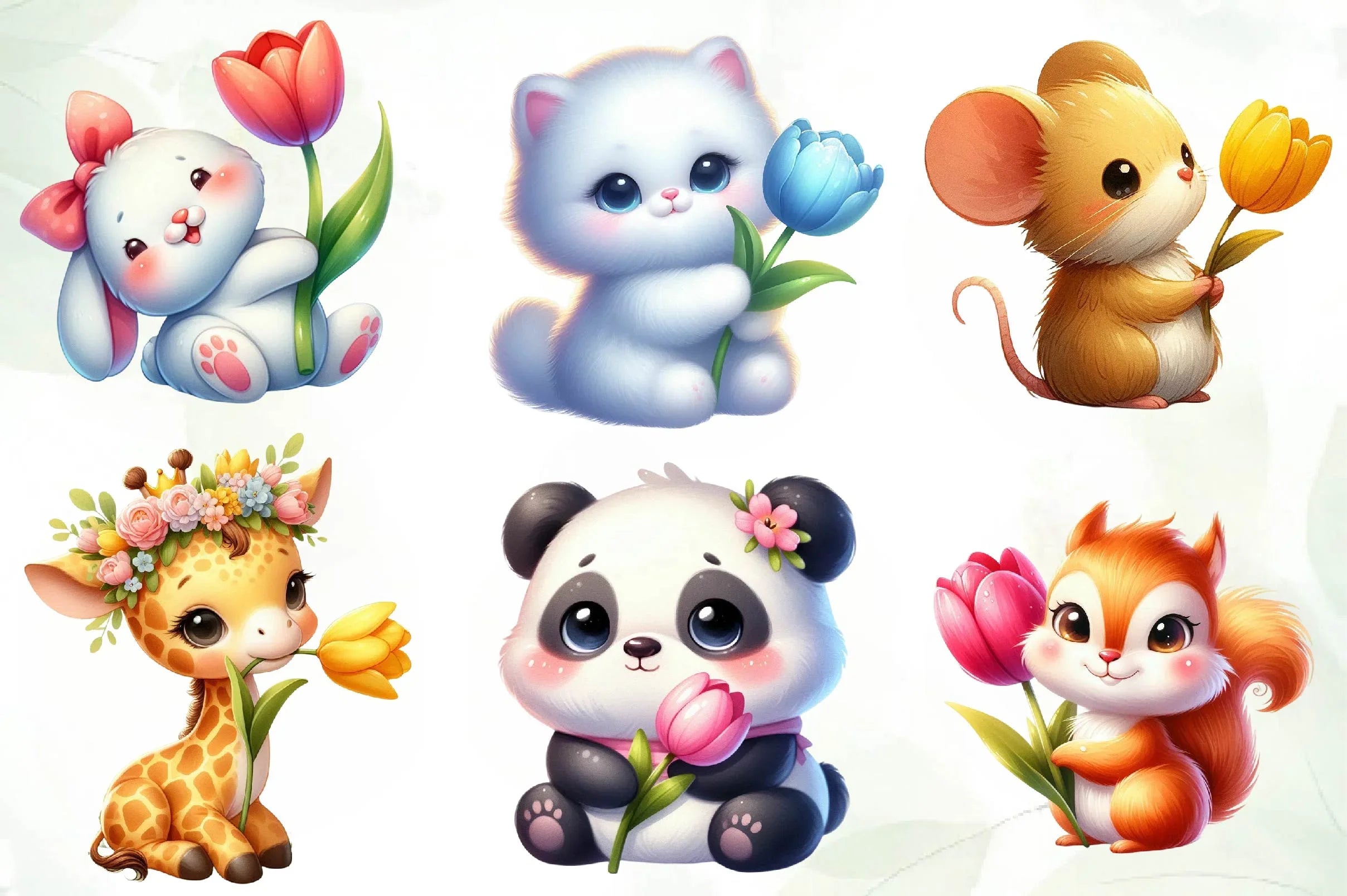 Spring Animals Tulips Flower Clipart Bundle - CraftNest - Digital Crafting and Art