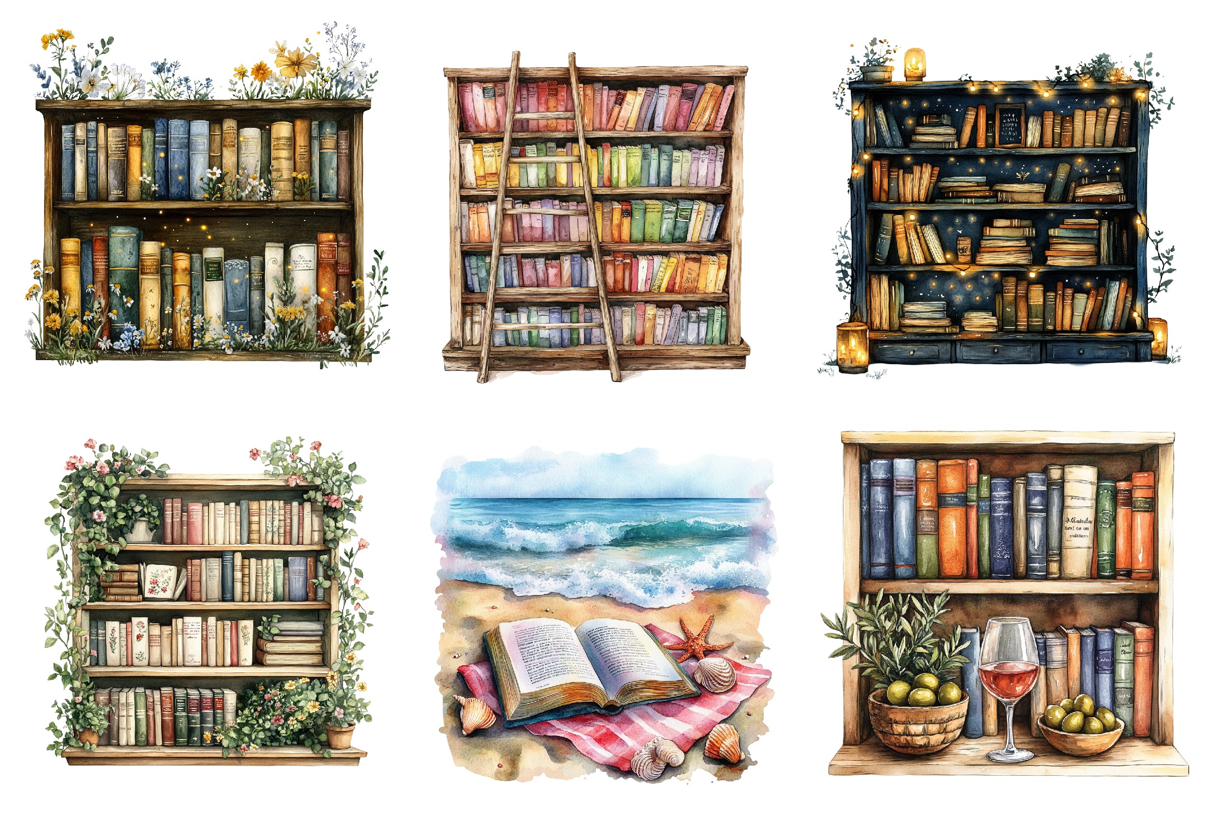 Summer Bookshelf Clipart Bundle - CraftNest - Digital Crafting and Art