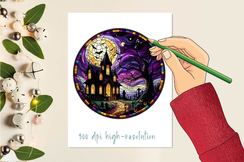 Halloween Stained Glass House Clipart Bundle - CraftNest - Digital Crafting and Art