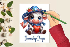 Patriotic Cow Clipart Bundle - CraftNest - Digital Crafting and Art