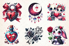 Cute Gothic Valentine Clipart Bundle - CraftNest - Digital Crafting and Art