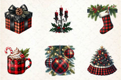 Black & Red Plaid Christmas Clipart Bundle - CraftNest - Digital Crafting and Art