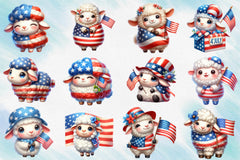 Patriotic Sheep Clipart Bundle - CraftNest - Digital Crafting and Art