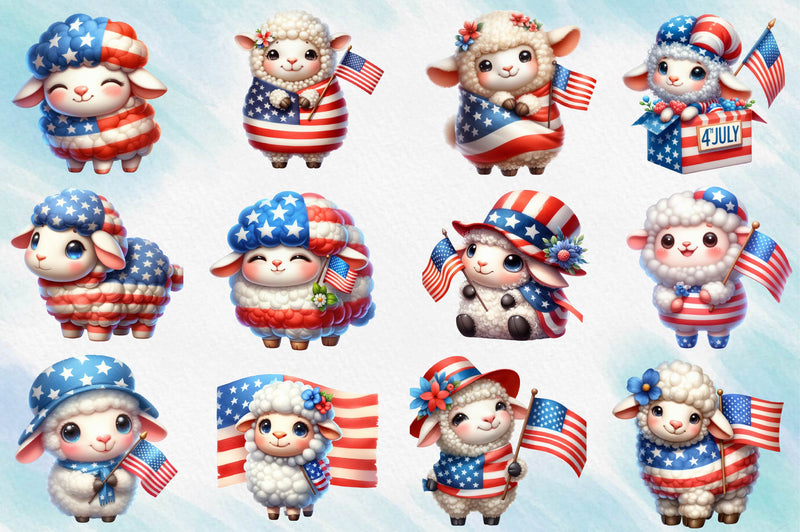 Patriotic Sheep Clipart Bundle - CraftNest - Digital Crafting and Art