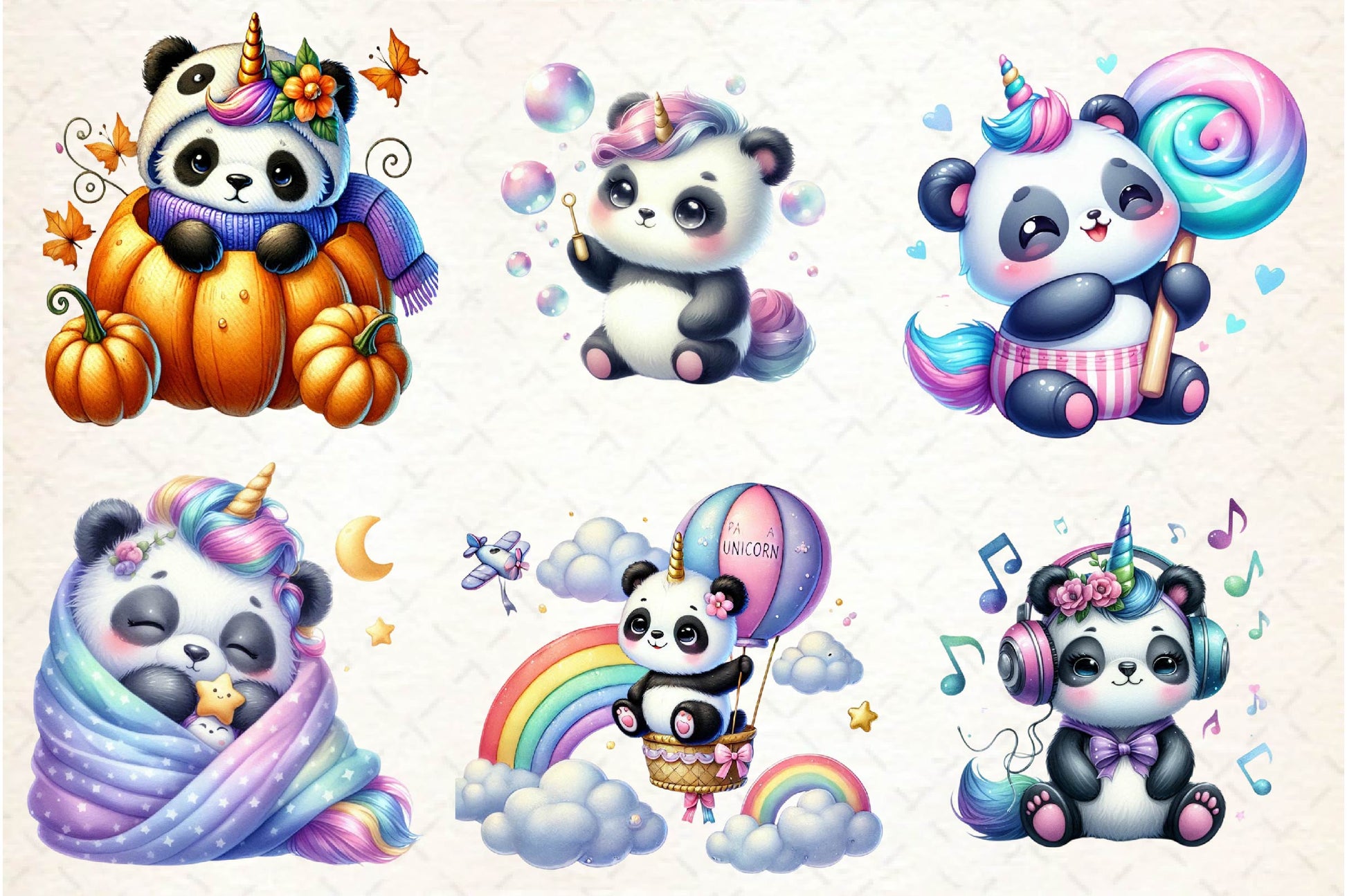 Cute Panda Unicorn Clipart Bundle - CraftNest - Digital Crafting and Art