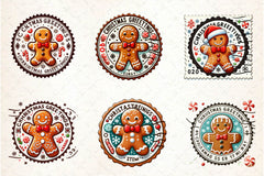 Christmas Gingerbread Postage Stamps Clipart Bundle - CraftNest - Digital Crafting and Art