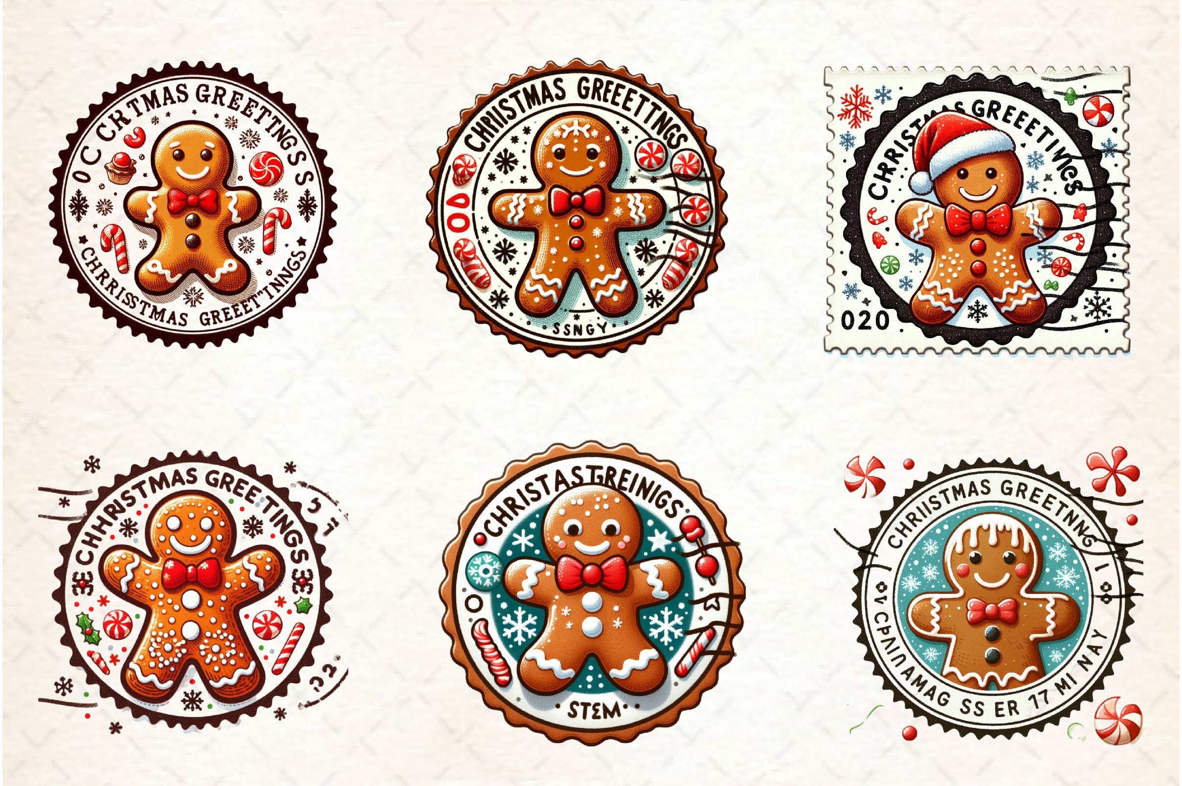 Christmas Gingerbread Postage Stamps Clipart Bundle - CraftNest - Digital Crafting and Art