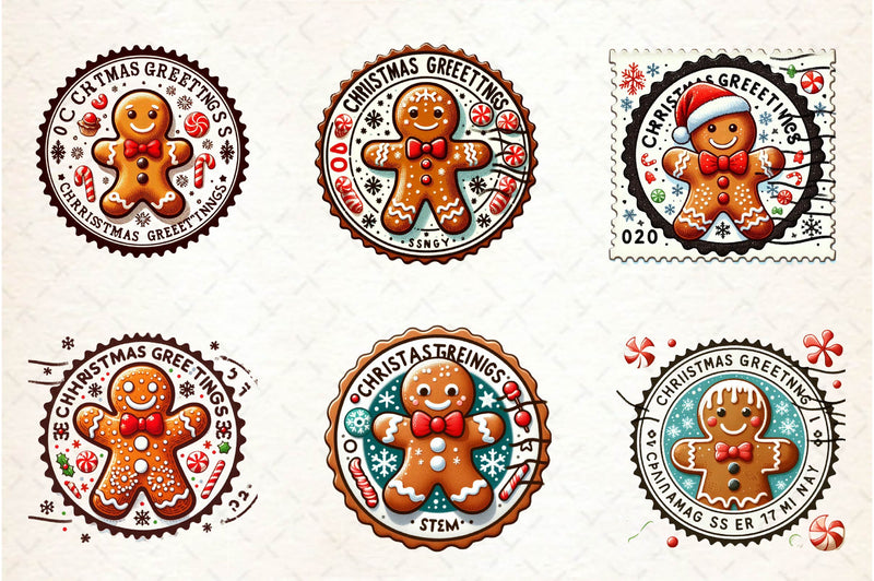 Christmas Gingerbread Postage Stamps Clipart Bundle - CraftNest - Digital Crafting and Art