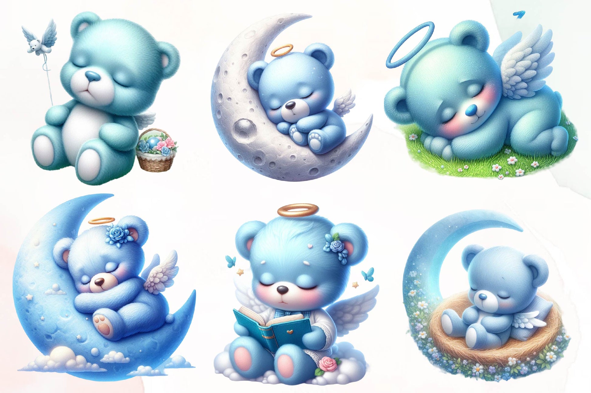 Blue Angel Teddy Bear Clipart Bundle - CraftNest - Digital Crafting and Art