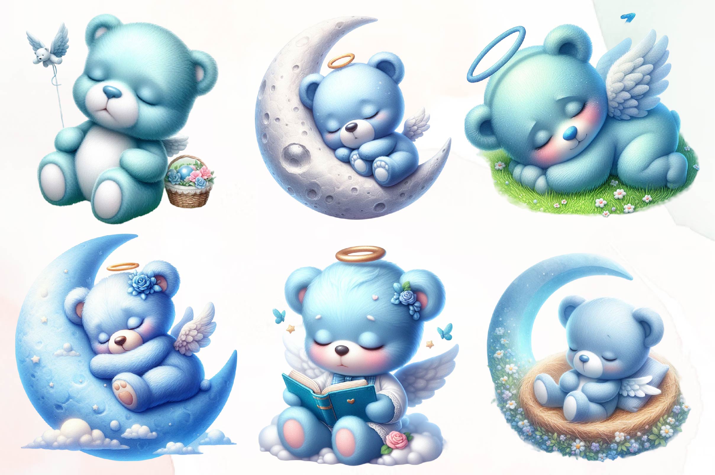 Blue Angel Teddy Bear Clipart Bundle - CraftNest - Digital Crafting and Art