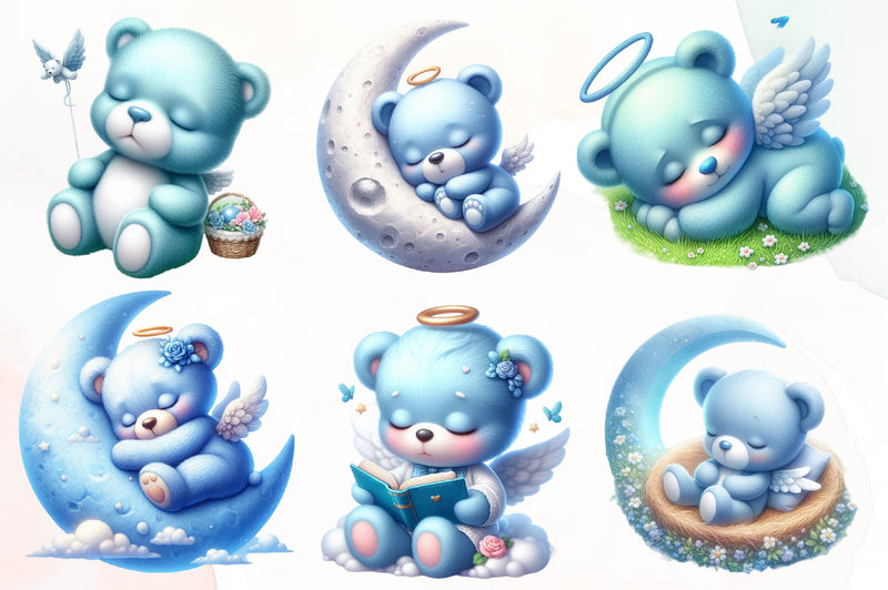 Blue Angel Teddy Bear Clipart Bundle - CraftNest - Digital Crafting and Art