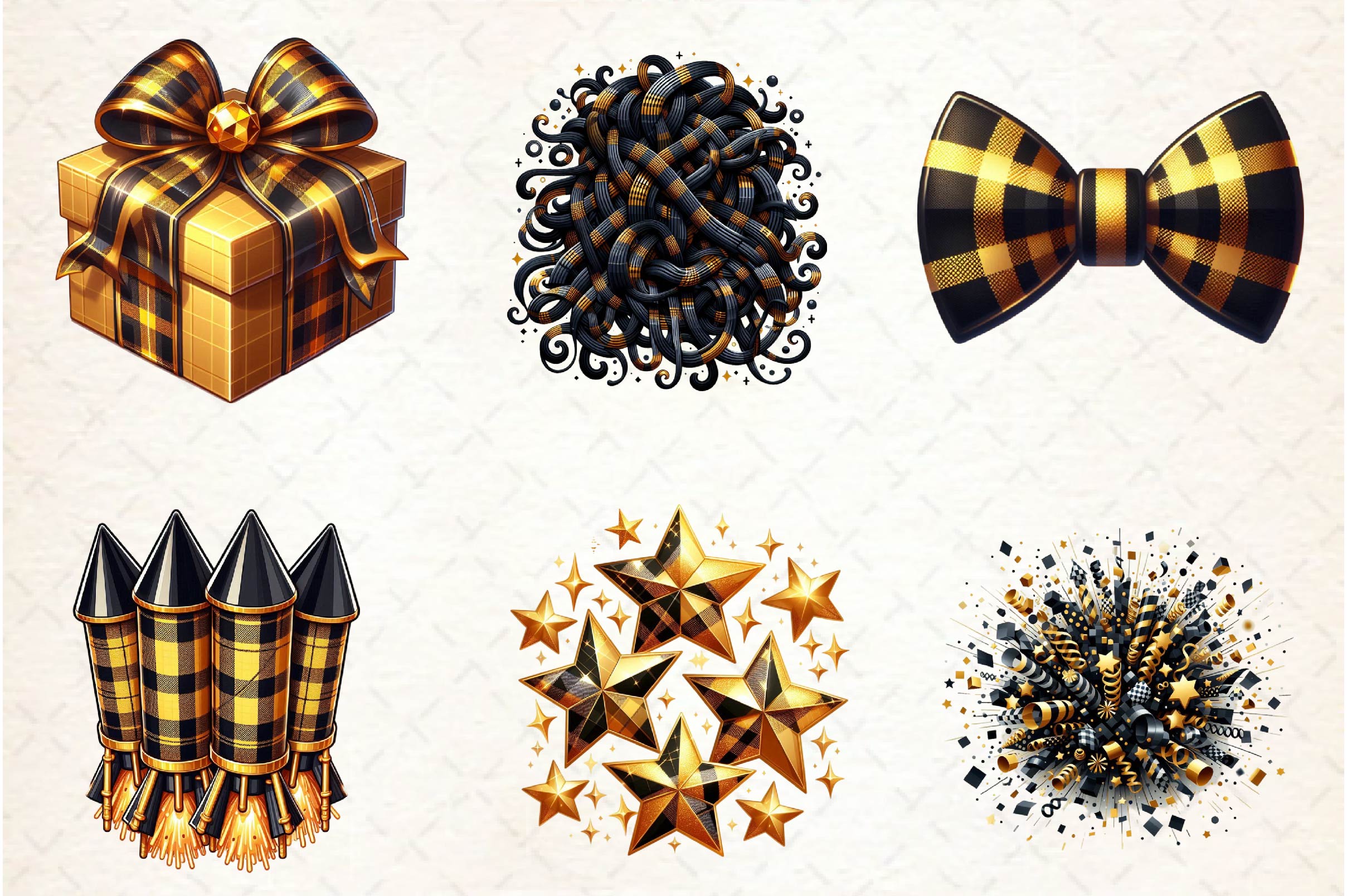 Black & Gold New Year Celebration Clipart Bundle - CraftNest - Digital Crafting and Art