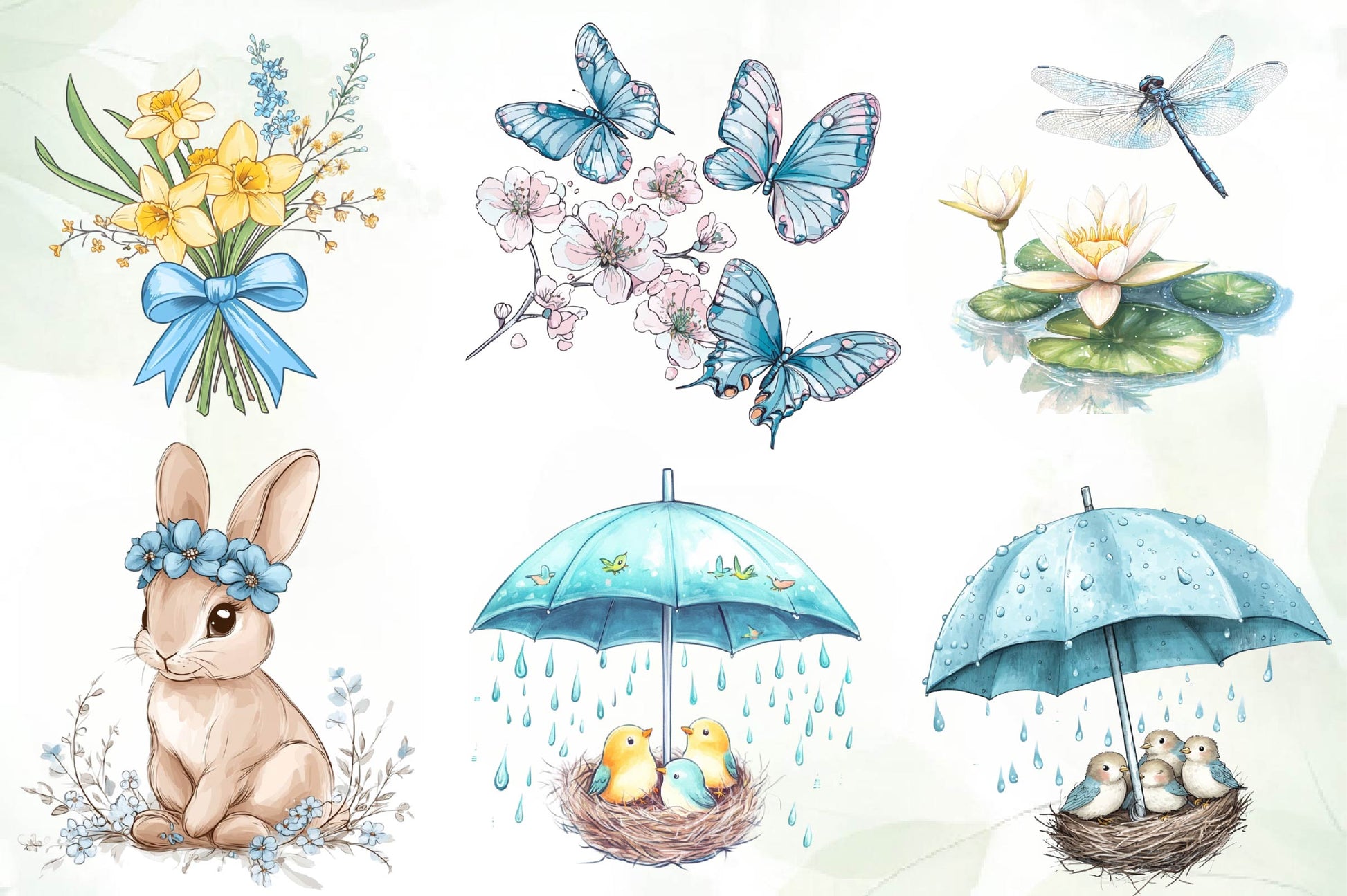 Blue Spring Season Clipart Bundle - CraftNest - Digital Crafting and Art