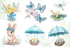 Blue Spring Season Clipart Bundle - CraftNest - Digital Crafting and Art