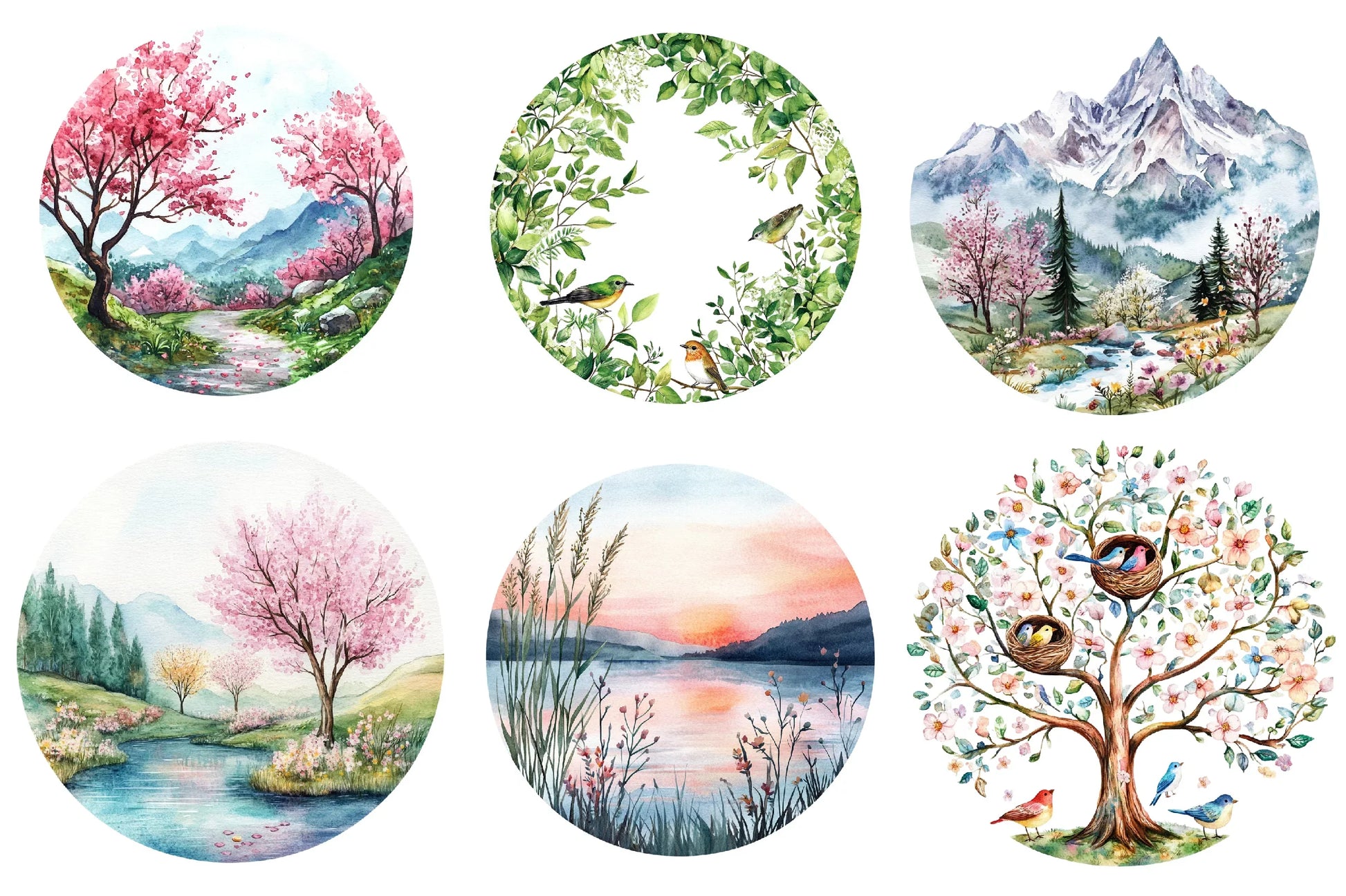 Spring Landscapes Round Clipart Bundle - CraftNest - Digital Crafting and Art