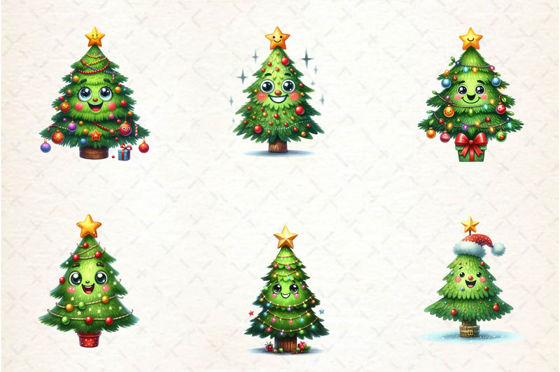 Smiling Christmas Tree Clipart Bundle - CraftNest - Digital Crafting and Art