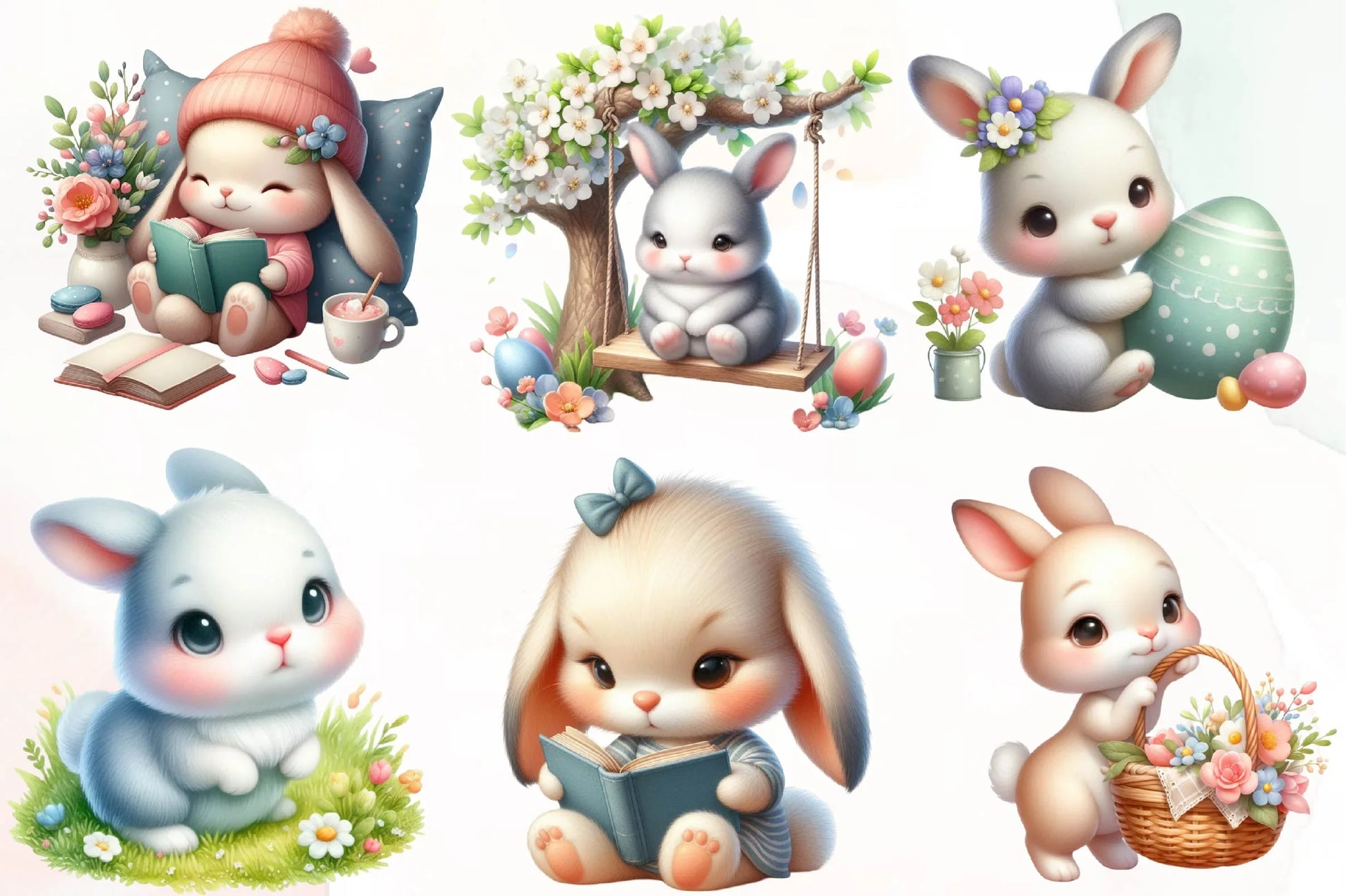 Cute Spring Bunny Clipart Bundle - CraftNest - Digital Crafting and Art