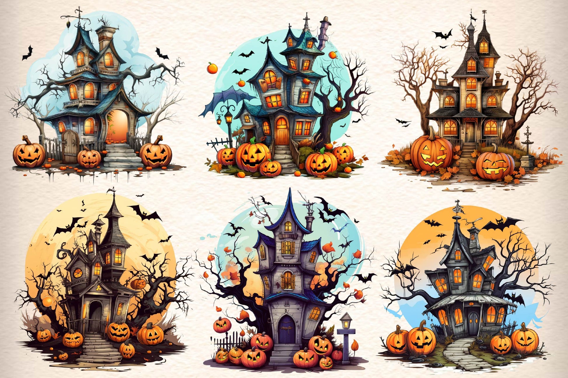 Scary Halloween Background Clipart Bundle - CraftNest - Digital Crafting and Art