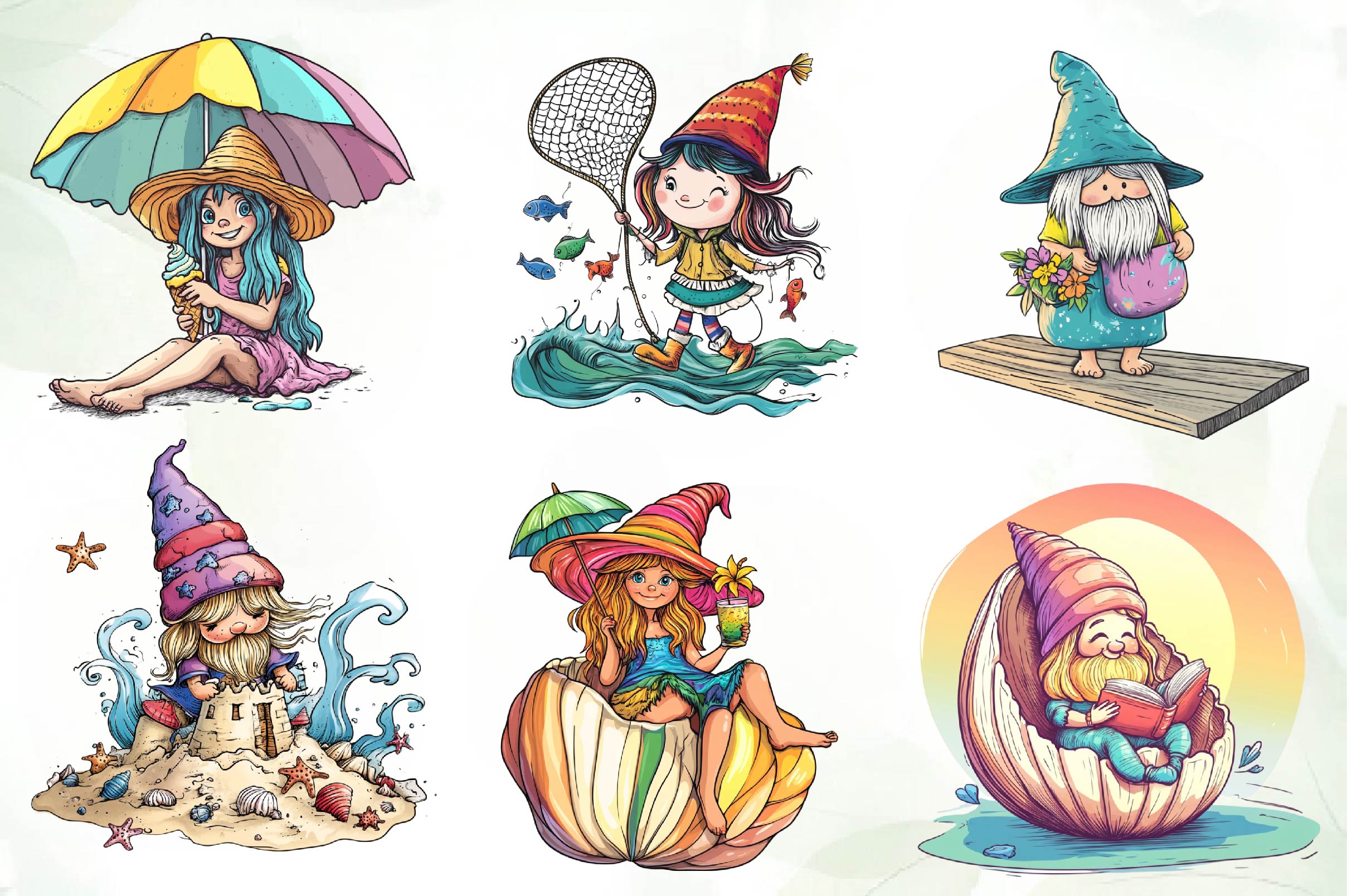 Beach Girl Gnomes Collection Clipart Bundle - CraftNest - Digital Crafting and Art