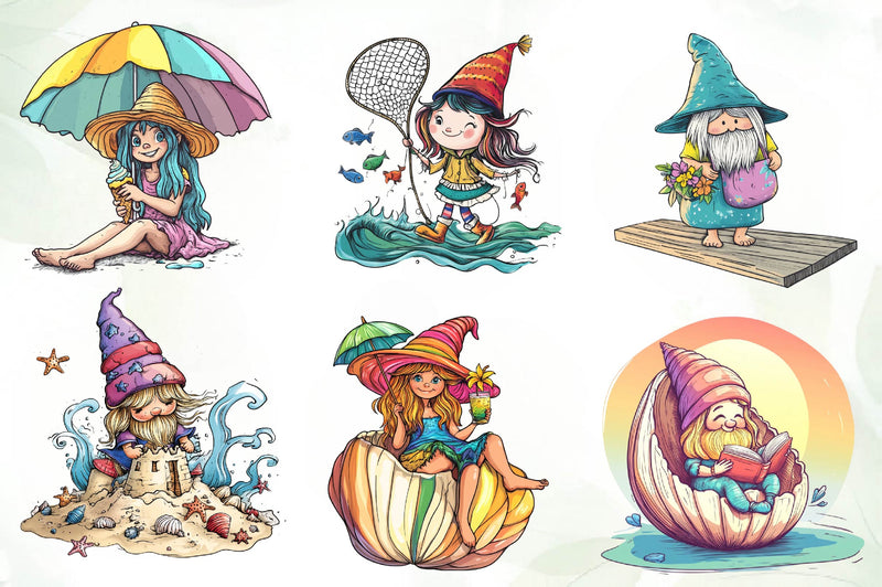 Beach Girl Gnomes Collection Clipart Bundle - CraftNest - Digital Crafting and Art