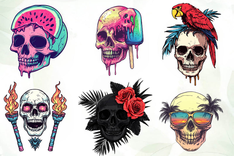 Summer Gothic Skull Clipart Bundle - CraftNest - Digital Crafting and Art