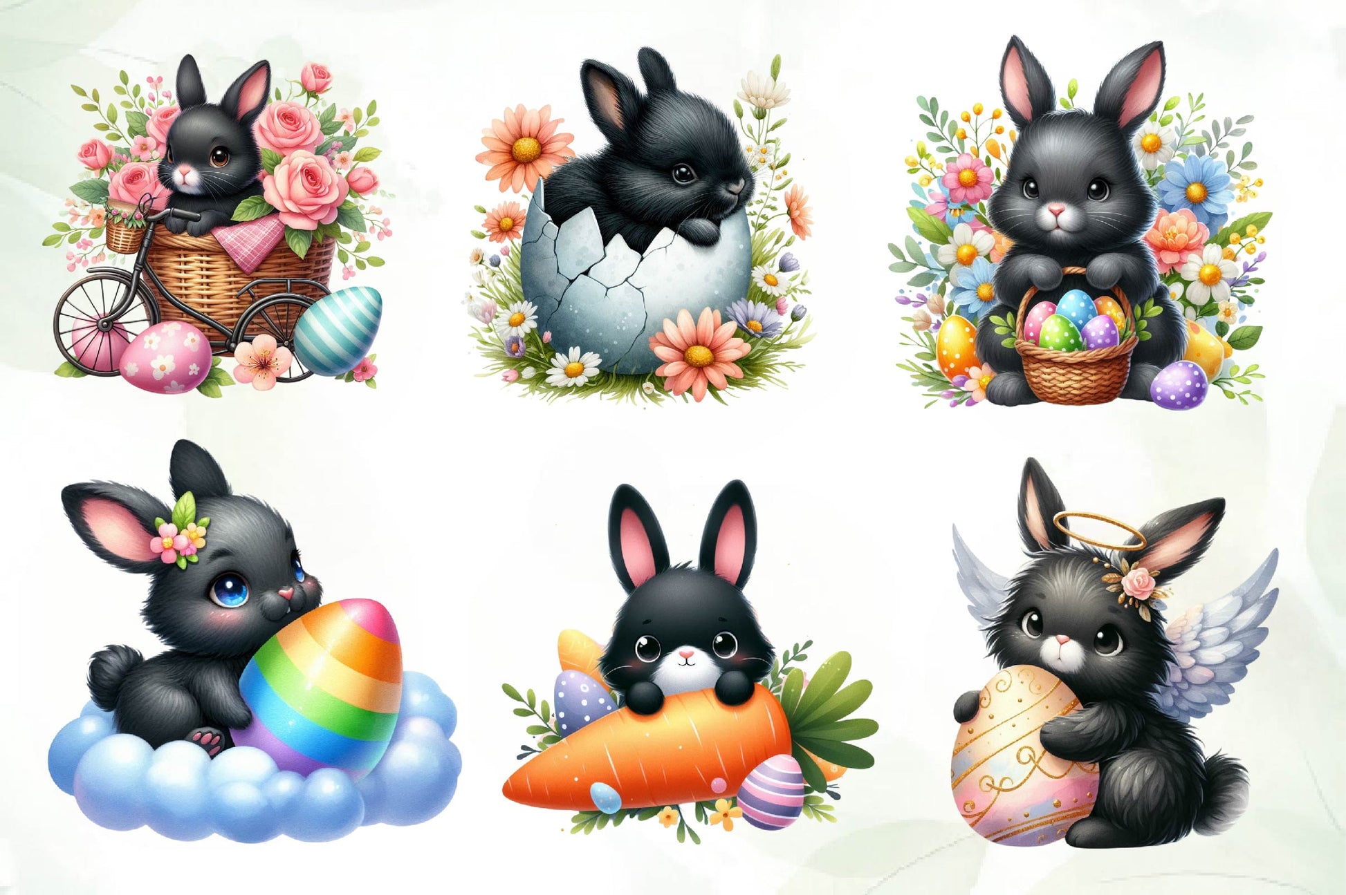 Cute Black Easter Bunny Clipart Bundle 1 - CraftNest - Digital Crafting and Art
