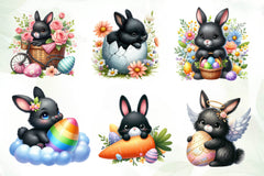 Cute Black Easter Bunny Clipart Bundle 1 - CraftNest - Digital Crafting and Art