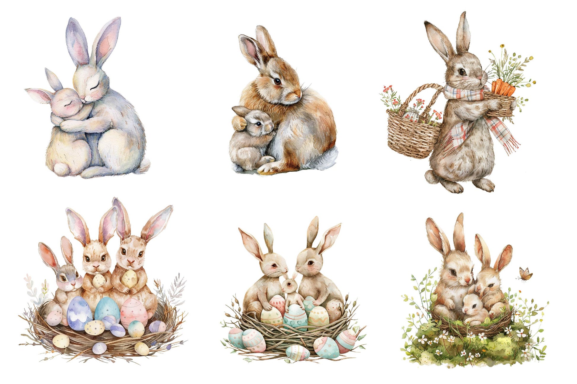 Springtime Bunny Family Clipart Bundle - CraftNest - Digital Crafting and Art