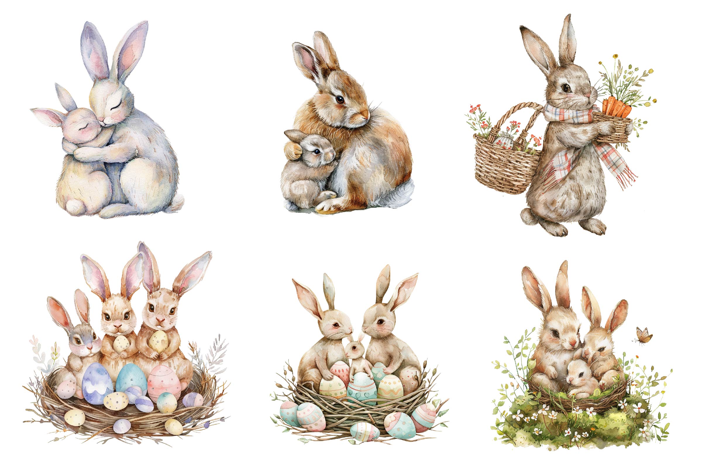 Springtime Bunny Family Clipart Bundle - CraftNest - Digital Crafting and Art