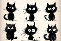 Whimsical Black Cat Clipart Bundle - CraftNest - Digital Crafting and Art