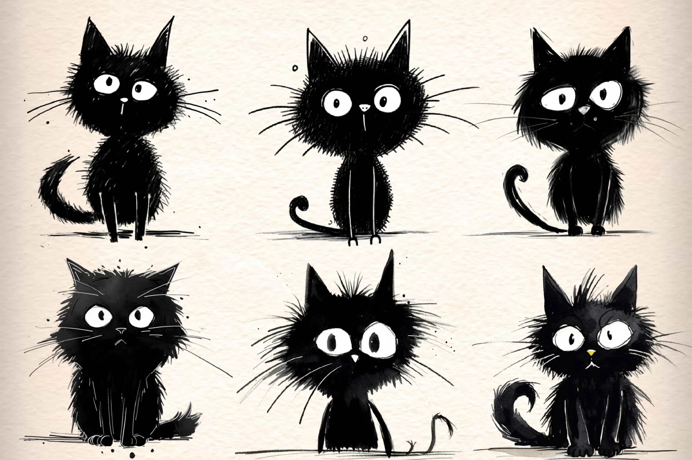 Whimsical Black Cat Clipart Bundle - CraftNest - Digital Crafting and Art