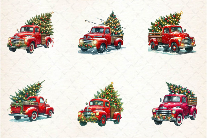 Christmas Truck Tree Clipart Bundle - CraftNest - Digital Crafting and Art