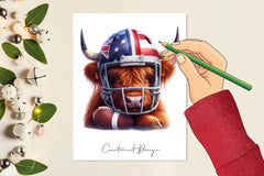 American Football Highland Cow Clipart Bundle - CraftNest - Digital Crafting and Art